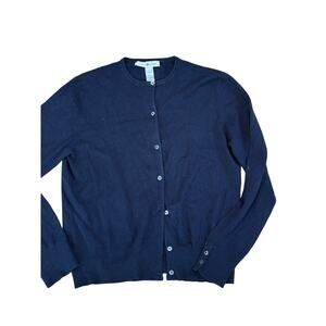 (L) Real Clothes Saks Fifth Vintage Cardigan Blue Silk and Cashmere